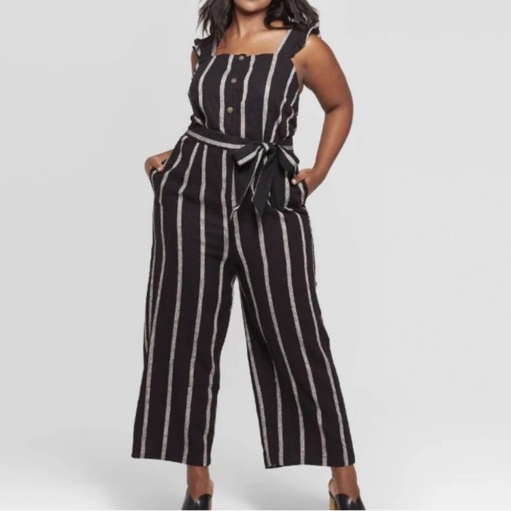 Who What Wear Plus Size Linen Blend Stripe Jumper